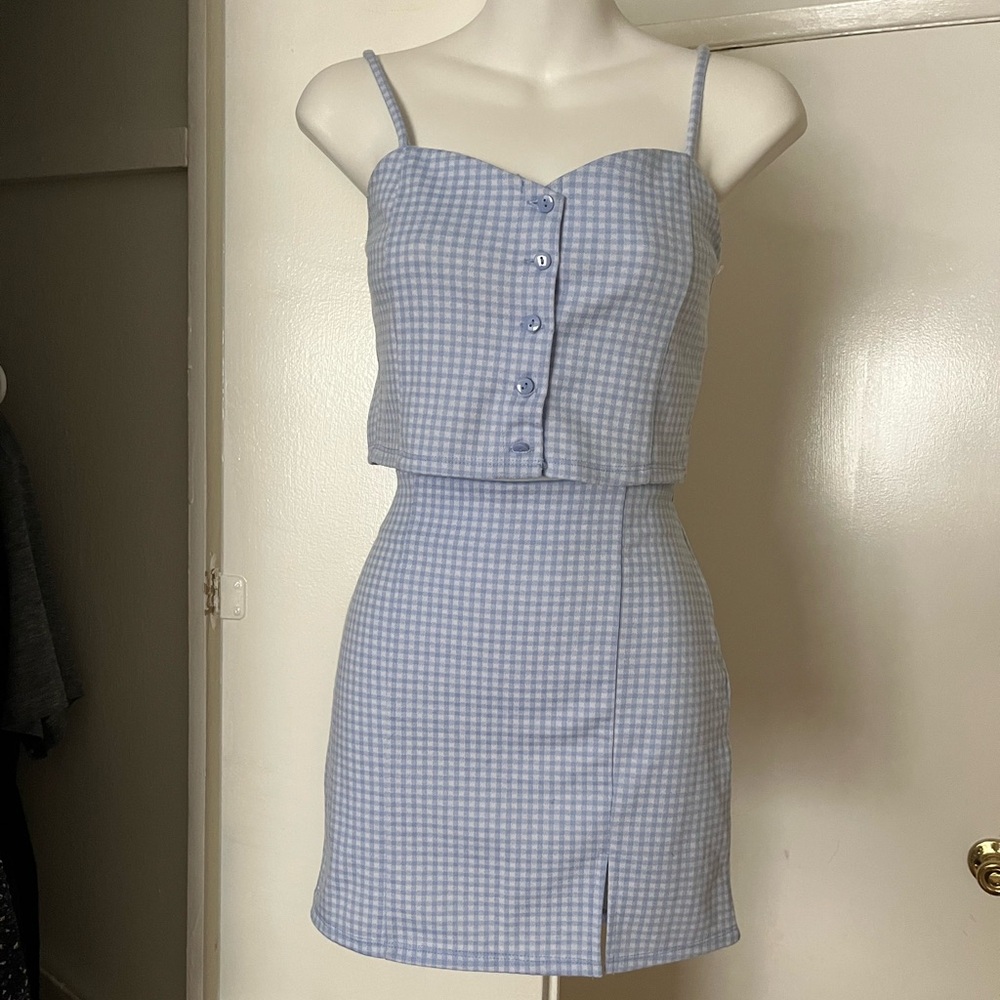 Forever 21 Blue Gingham Two-Piece Set